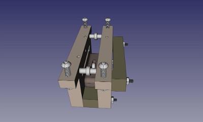 FreeCAD model of xstage left assembly (view2)    &#169;  All Rights Reserved